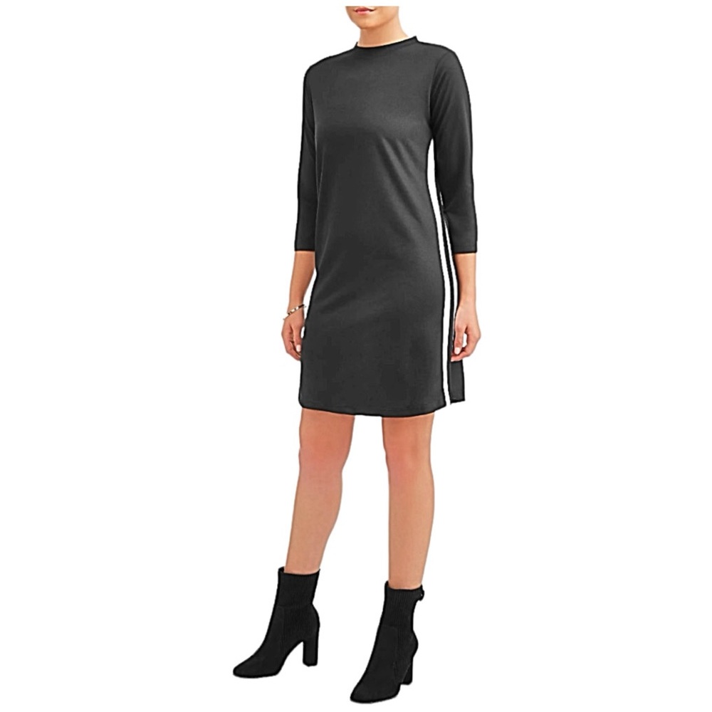 Flash Sale TATIANA B. Dress Striped Side Detailing Black & White Dress Size MP